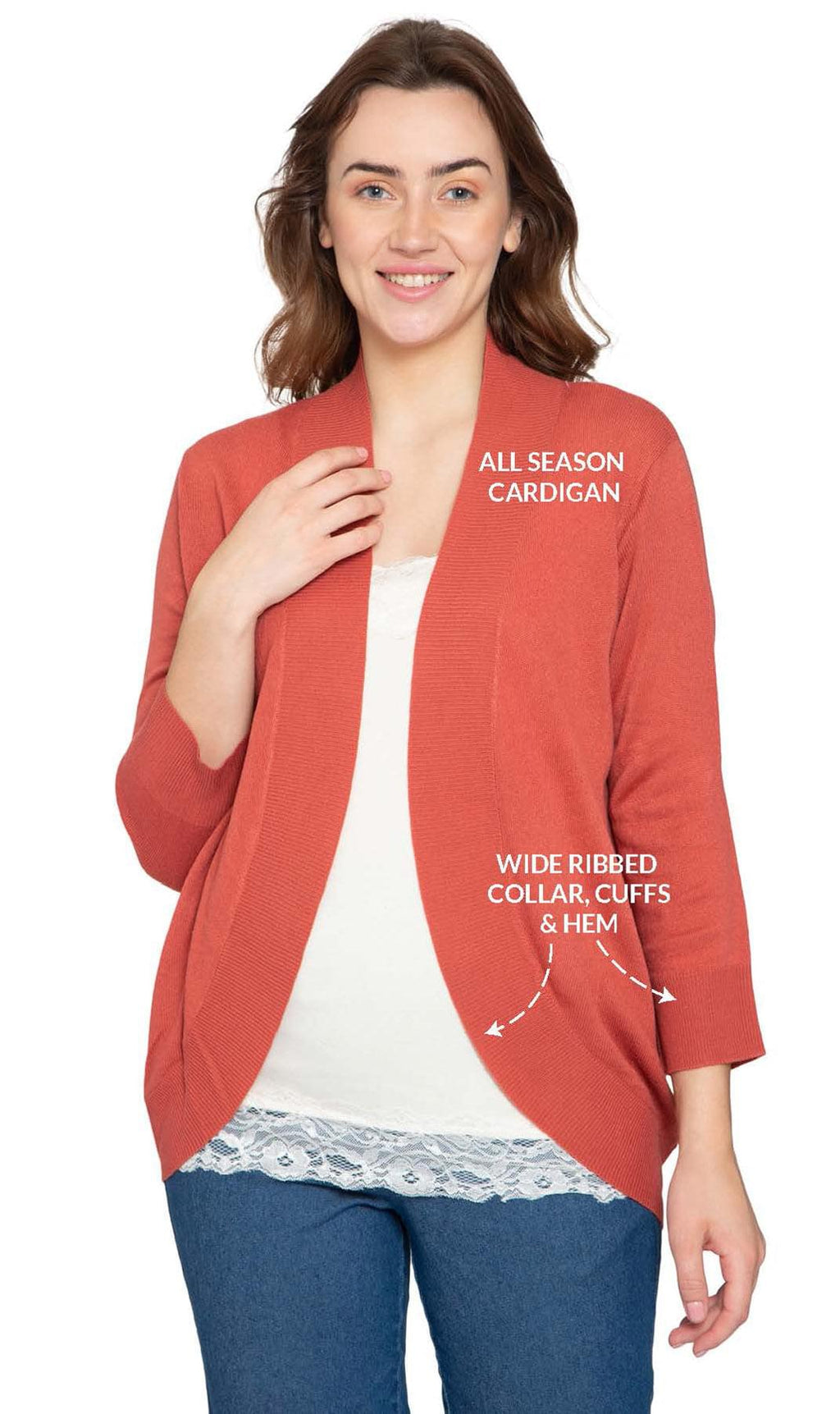 Women's Open Front Curved Hem Cardigan Soft Knit Layering Piece