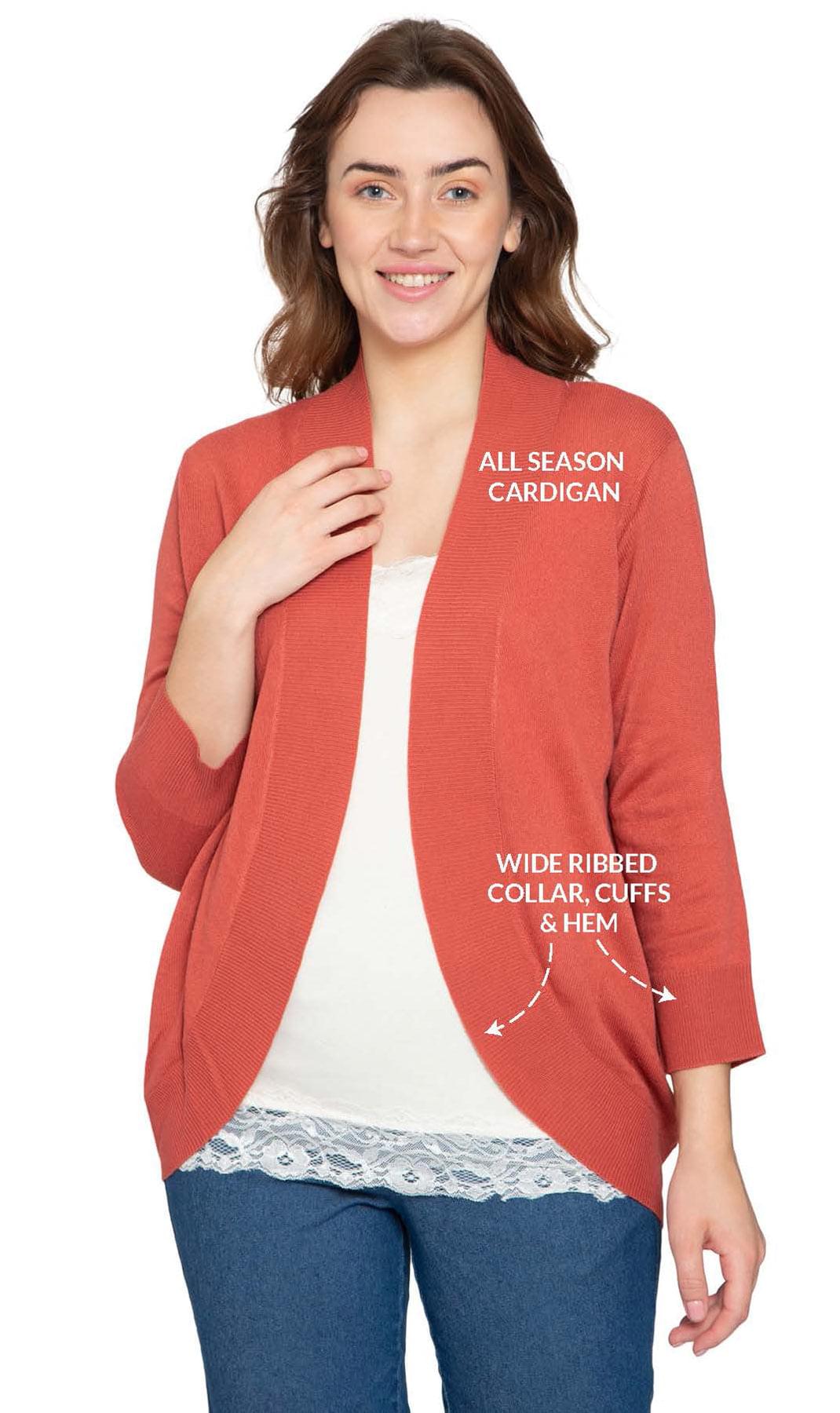 Women's Open Front Curved Hem Cardigan Soft Knit Layering Piece