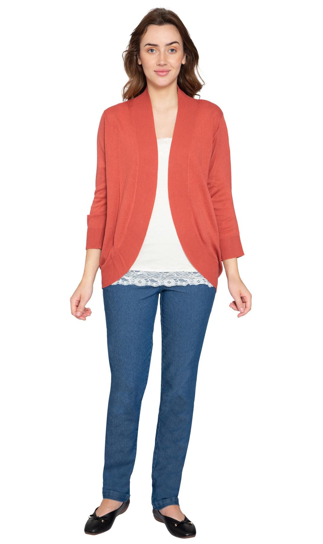 Women's Open Front Curved Hem Cardigan Soft Knit Layering Piece