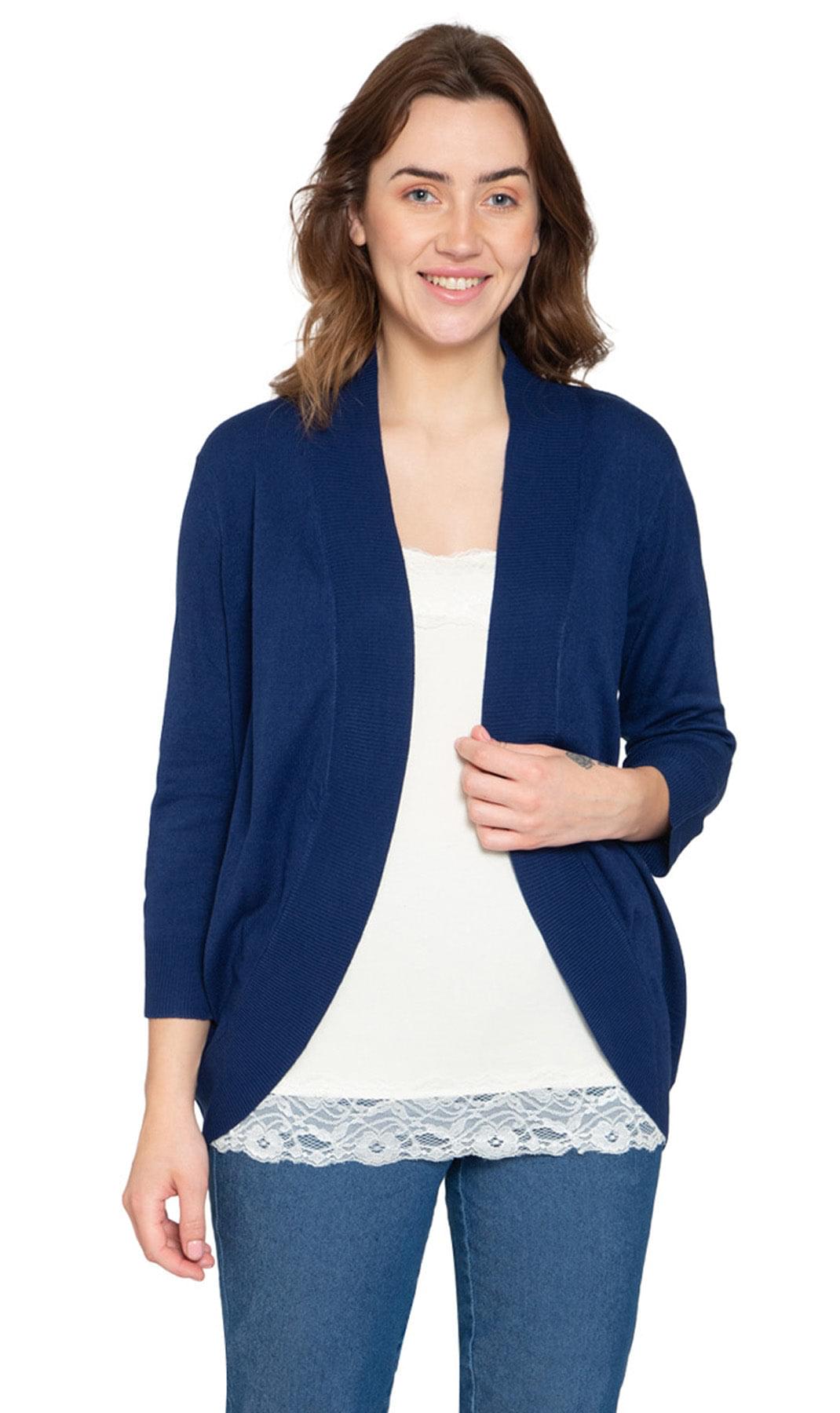 Women's Open Front Curved Hem Cardigan Soft Knit Layering Piece