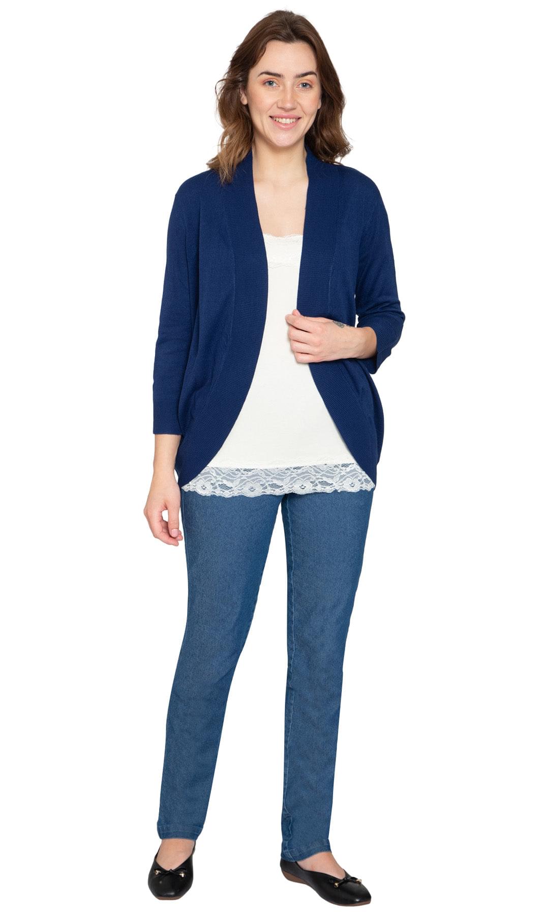 Women's Open Front Curved Hem Cardigan Soft Knit Layering Piece