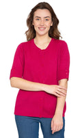 Women's Soft Knit Button Front Cardigan with Elbow Cuffs