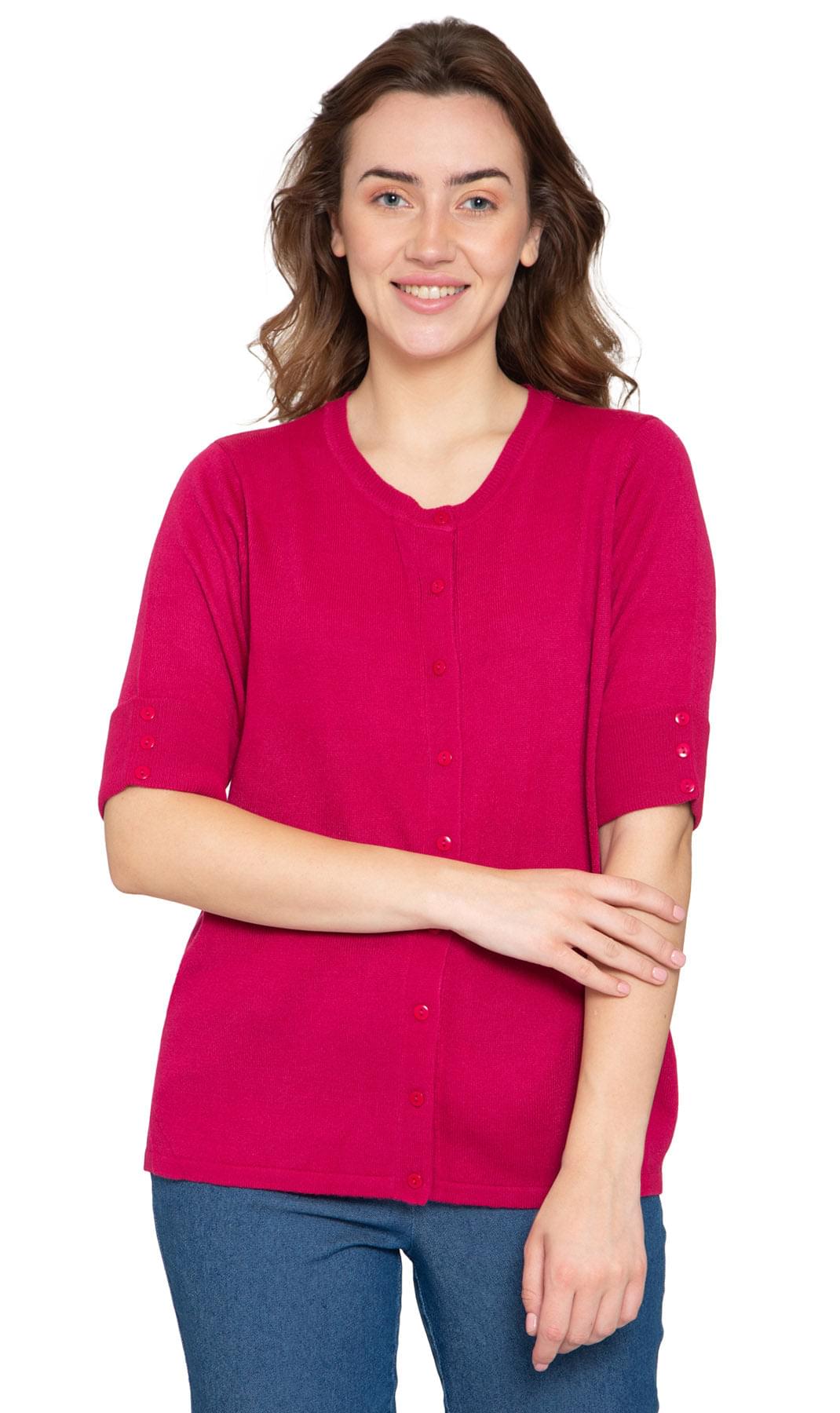 Women's Soft Knit Button Front Cardigan with Elbow Cuffs - lifestyle shot