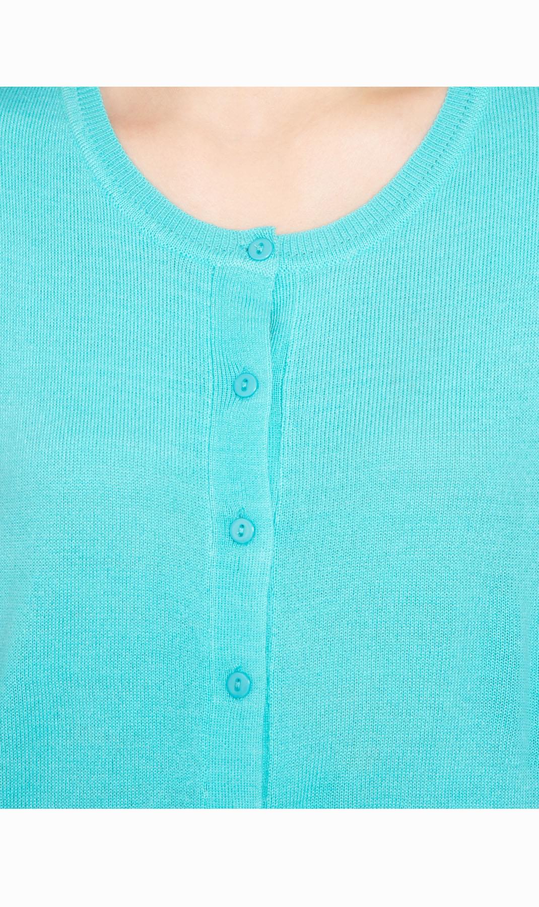 Women's Soft Knit Button Front Cardigan with Elbow Cuffs - detail shot