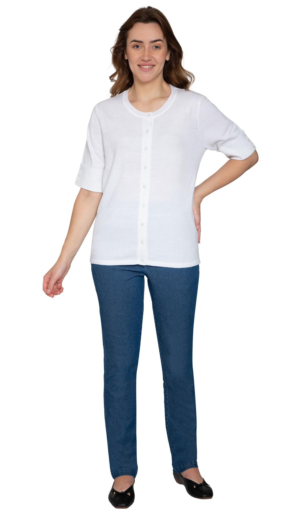 Women's Soft Knit Button Front Cardigan with Elbow Cuffs - additional view 12