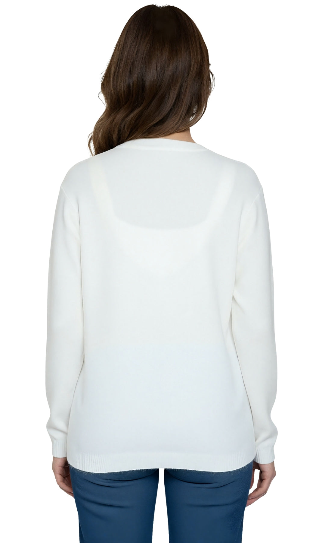 Women's Faux Pearl Button Cardigan Soft Cashmere-Like Knit Top