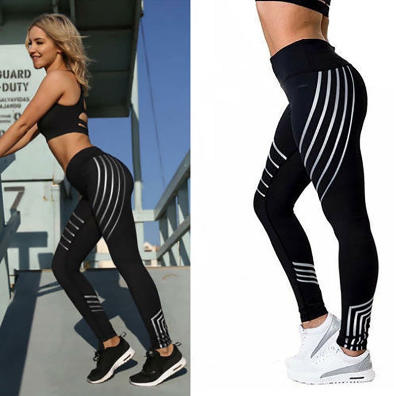 Women’s Geometric Printed Workout Leggings – Slim Fit Pants