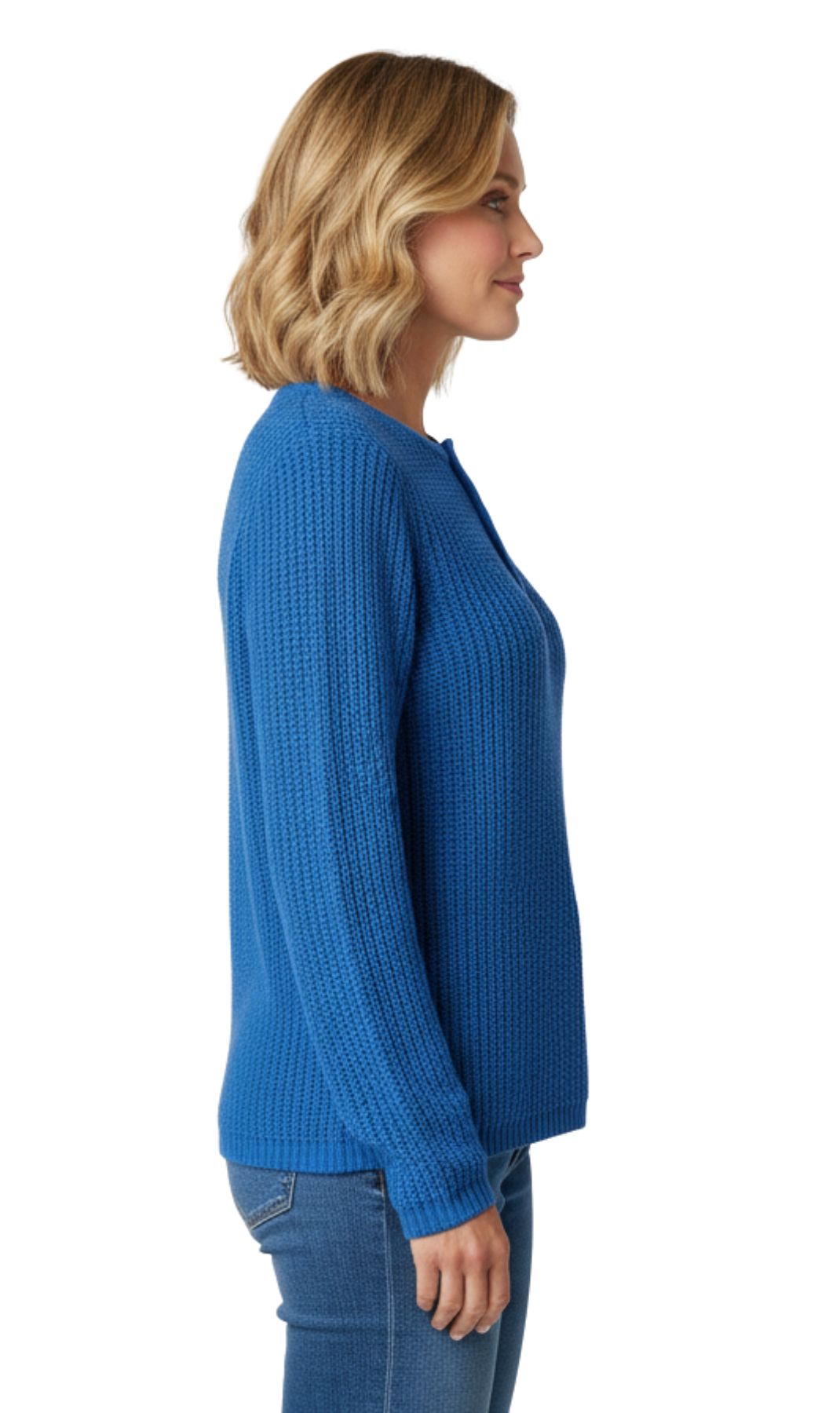 Women's Henley Shaker Knit Sweater Long Sleeve 3-Button