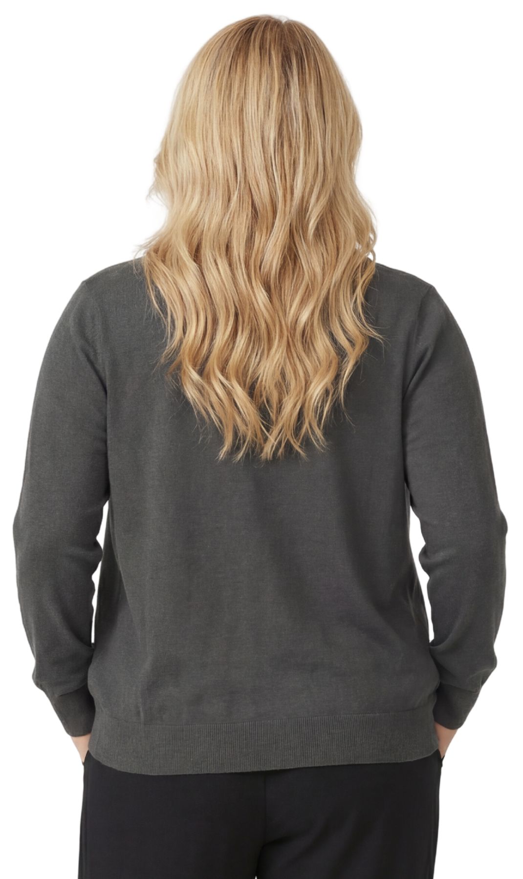 Women's Cotton Blend Button Front Crewneck Cardigan with Pockets