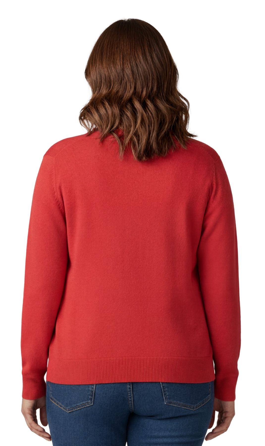 Women's Cotton Blend Button Front Crewneck Cardigan with Pockets