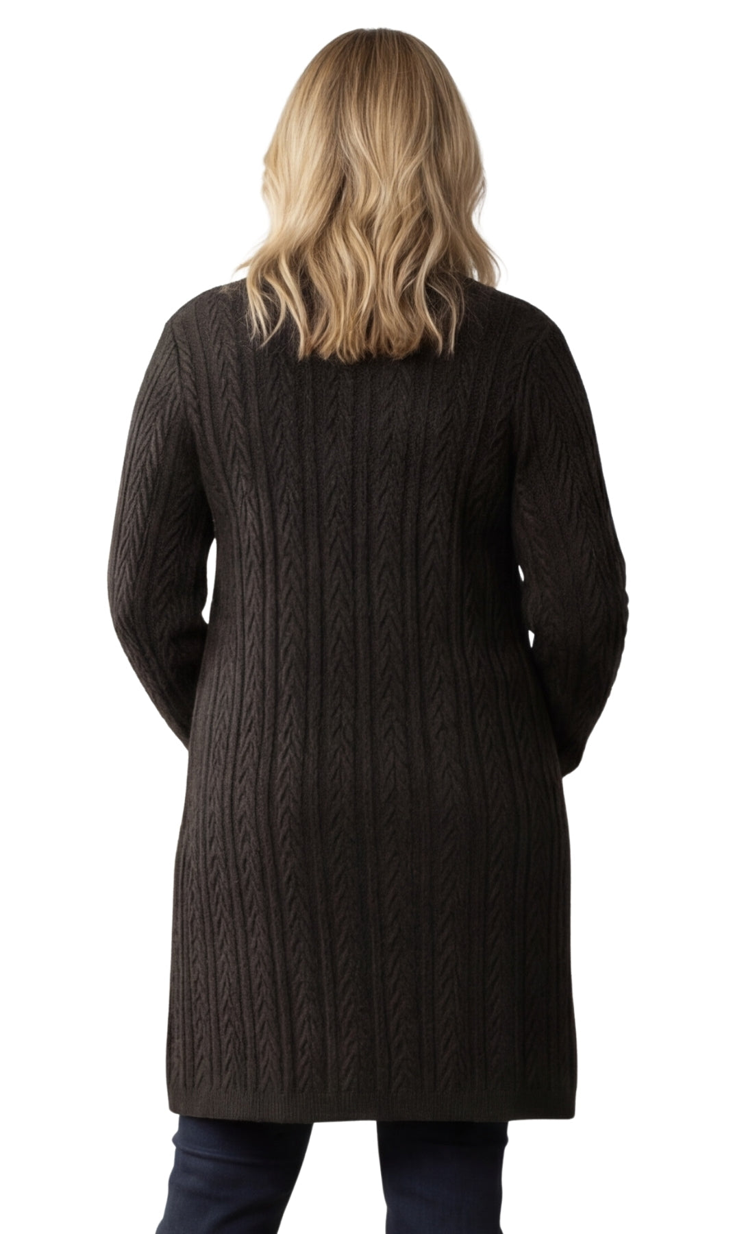 Women's Cable Knit Duster Cardigan Open Front Longline Sweater