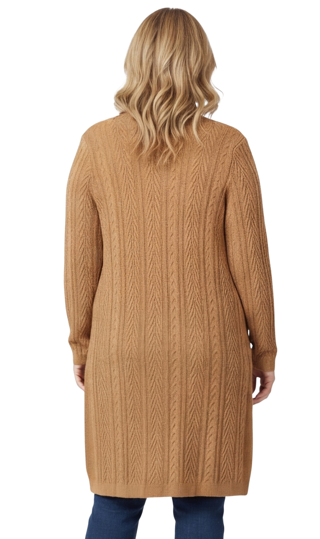 Women's Cable Knit Duster Cardigan Open Front Longline Sweater