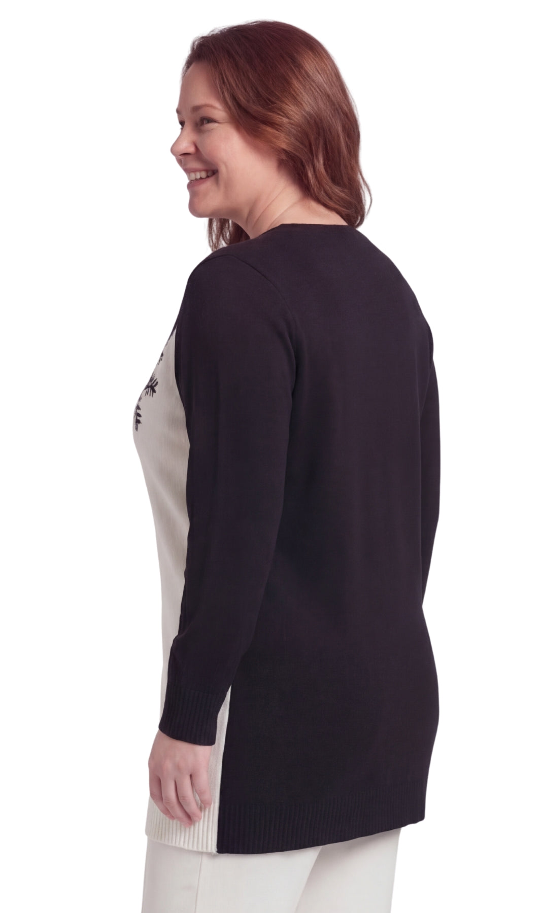 Women's Snowflake Color Block Crewneck Holiday Sweater