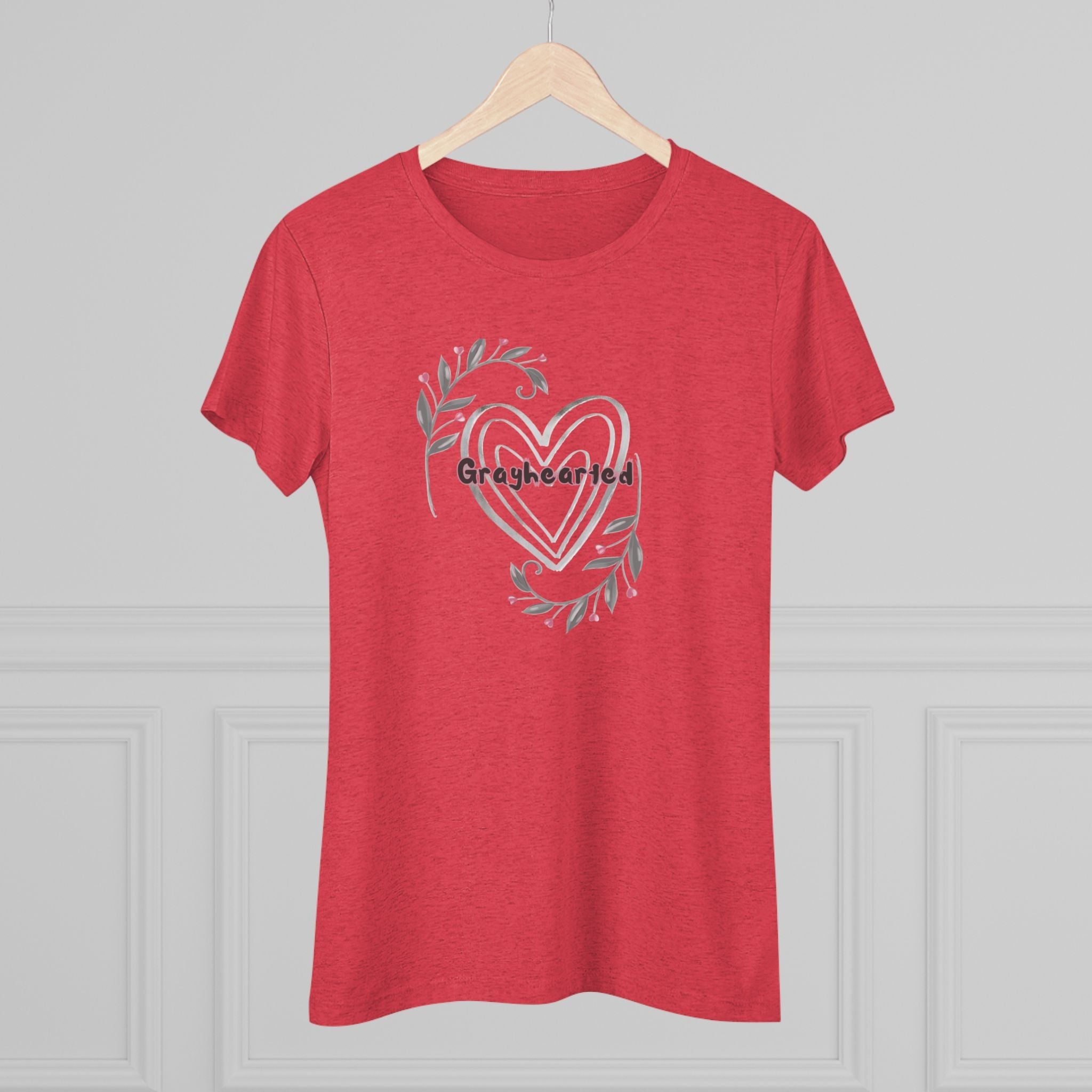 Women's Floral Heart Triblend Graphic Tee - Soft Slim Fit T-Shirt