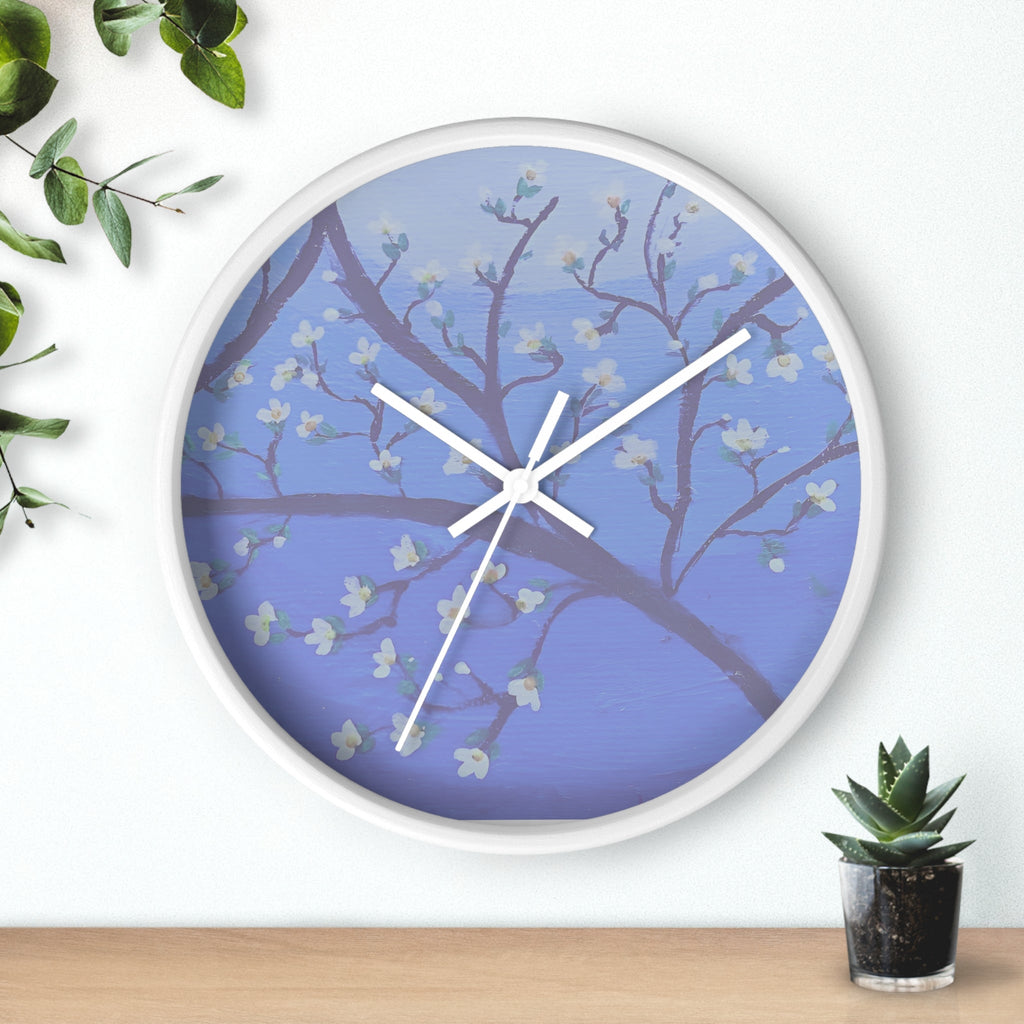 White Blossom Wall Clock