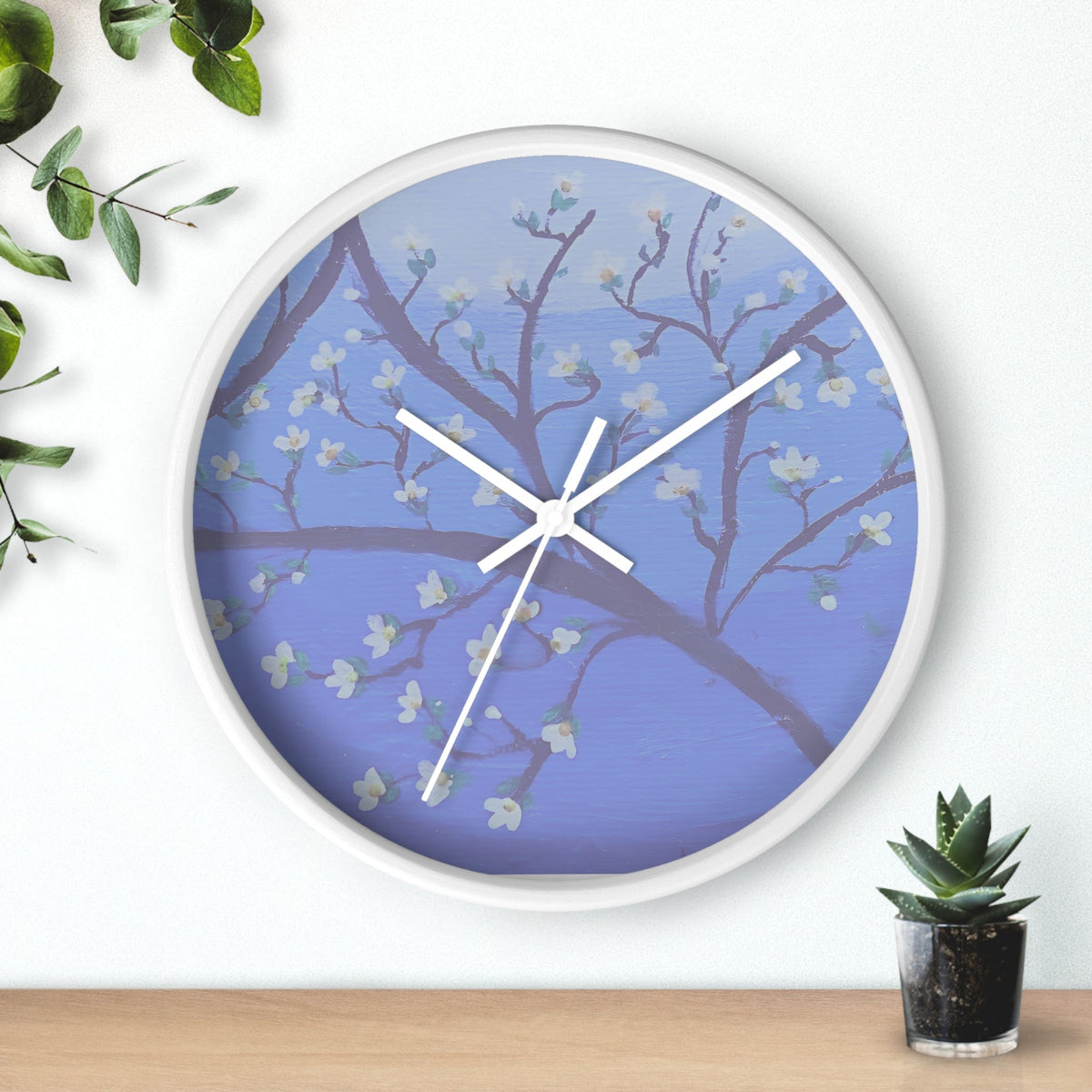 White Blossom Wall Clock