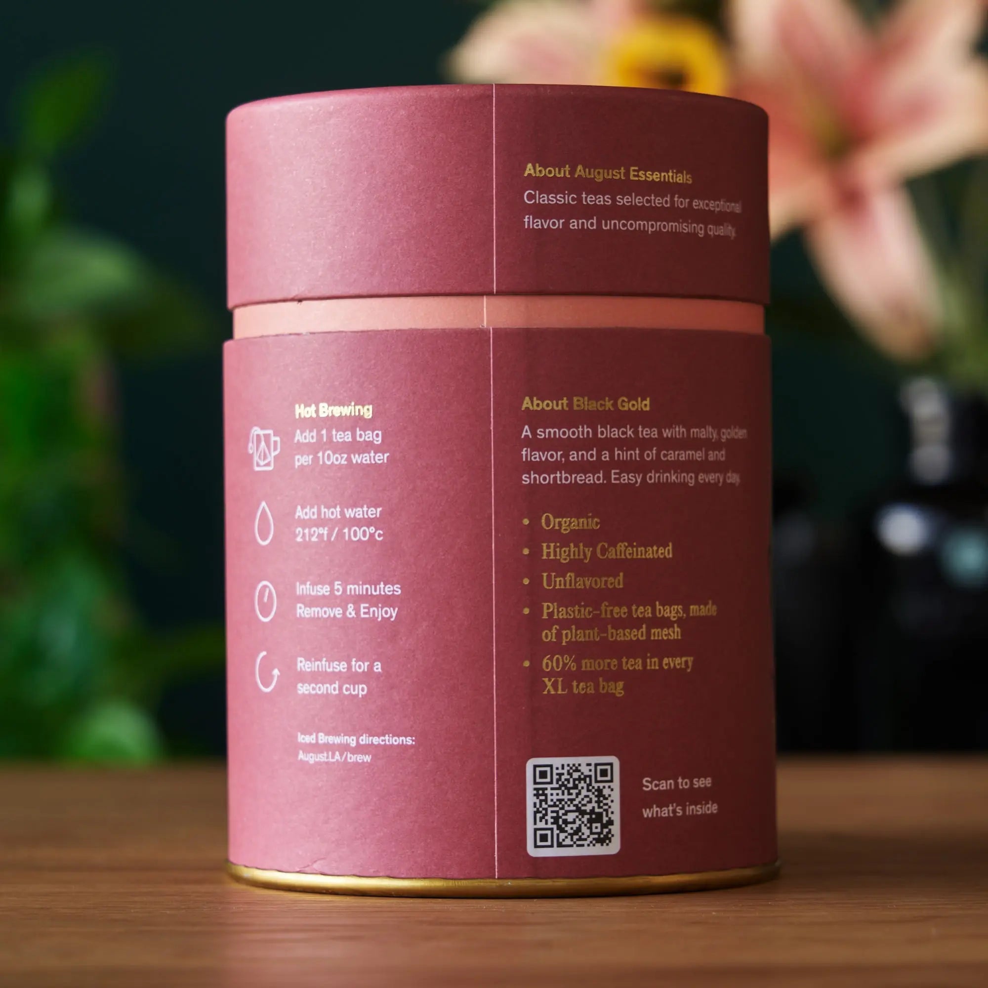 Black Gold Organic Yunnan Black Tea 15 Plastic-Free XL Tea Bags - Image 2