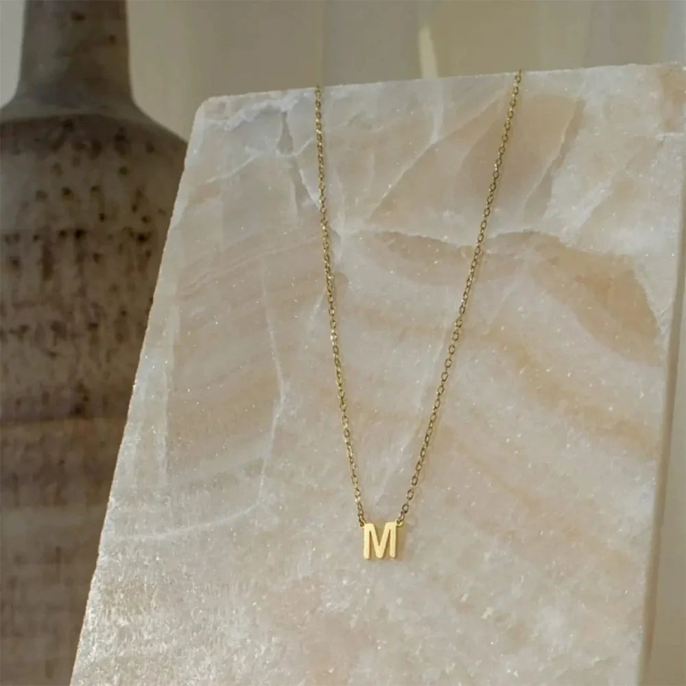 Dainty Gold Initial Letter Necklace – Minimalist Personalized Jewelry