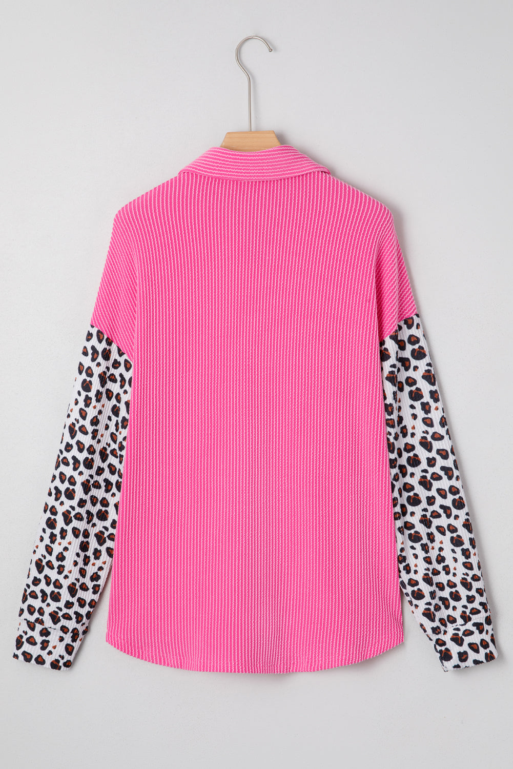 Women's Western Leopard Corded Knit Patchwork Shacket
