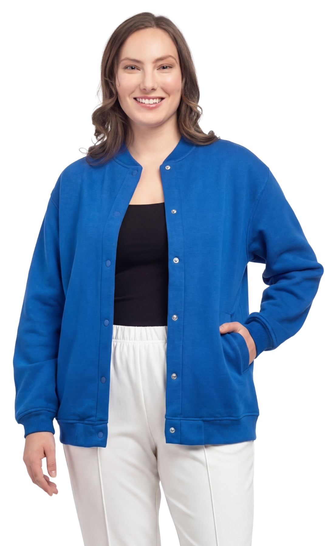 Women's Snap Up Jacket Stand Collar Sporty Layering Jacket
