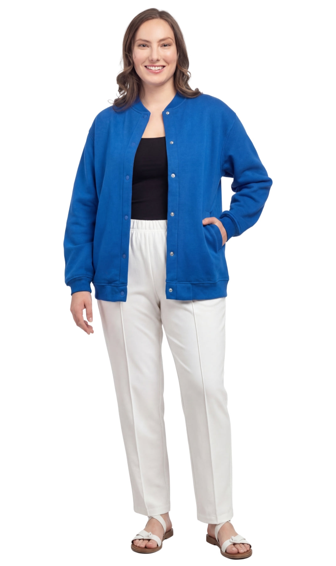Women's Snap Up Jacket Stand Collar Sporty Layering Jacket