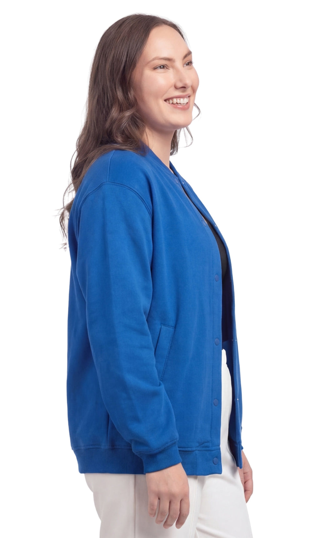 Women's Snap Up Jacket Stand Collar Sporty Layering Jacket