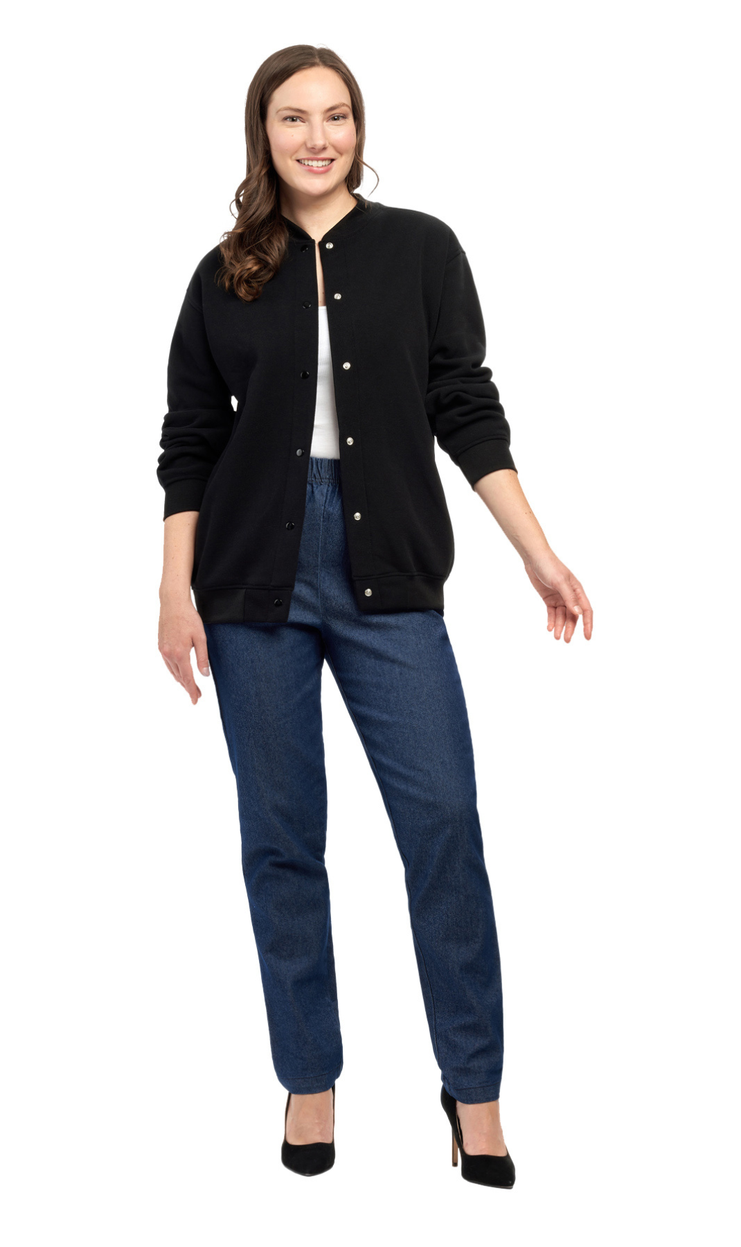Women's Snap Up Jacket Stand Collar Sporty Layering Jacket