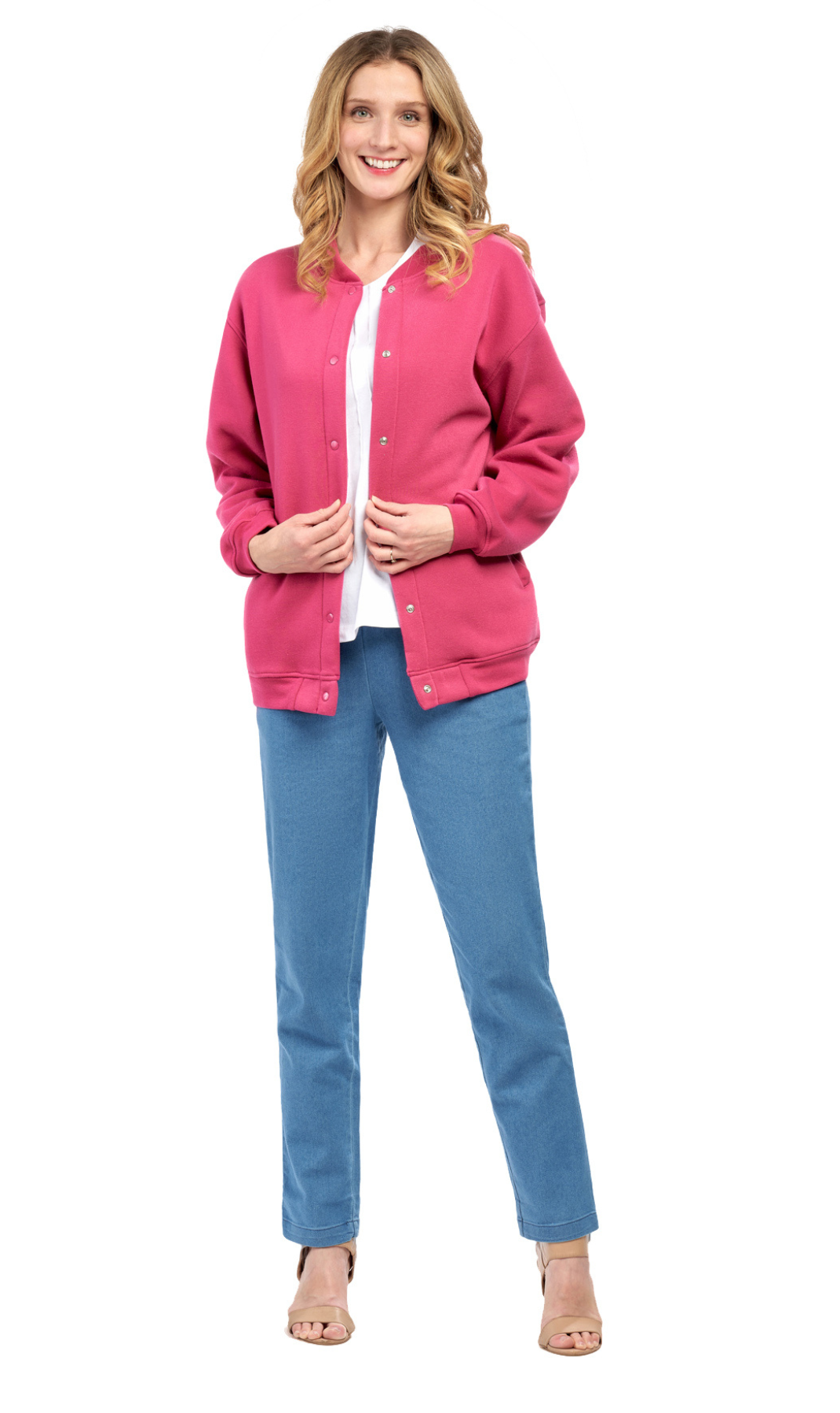 Women's Snap Up Jacket Stand Collar Sporty Layering Jacket