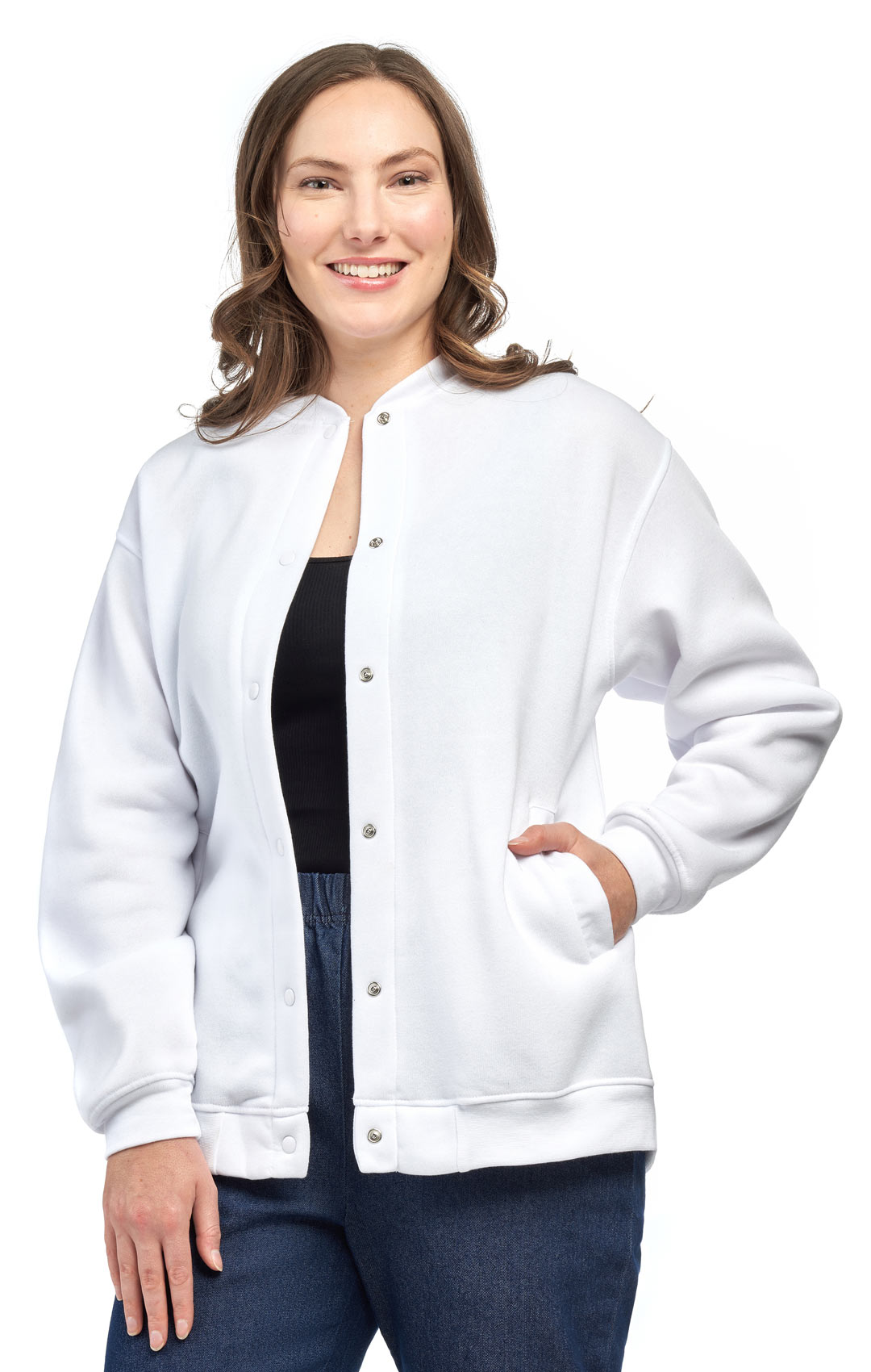 Women's Snap Up Jacket Stand Collar Sporty Layering Jacket