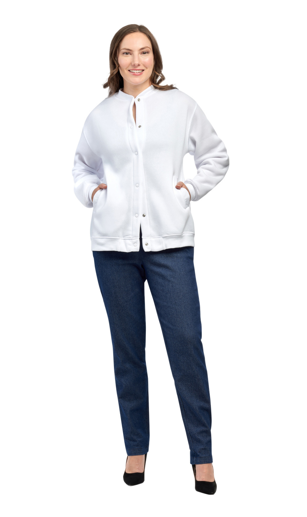 Women's Snap Up Jacket Stand Collar Sporty Layering Jacket