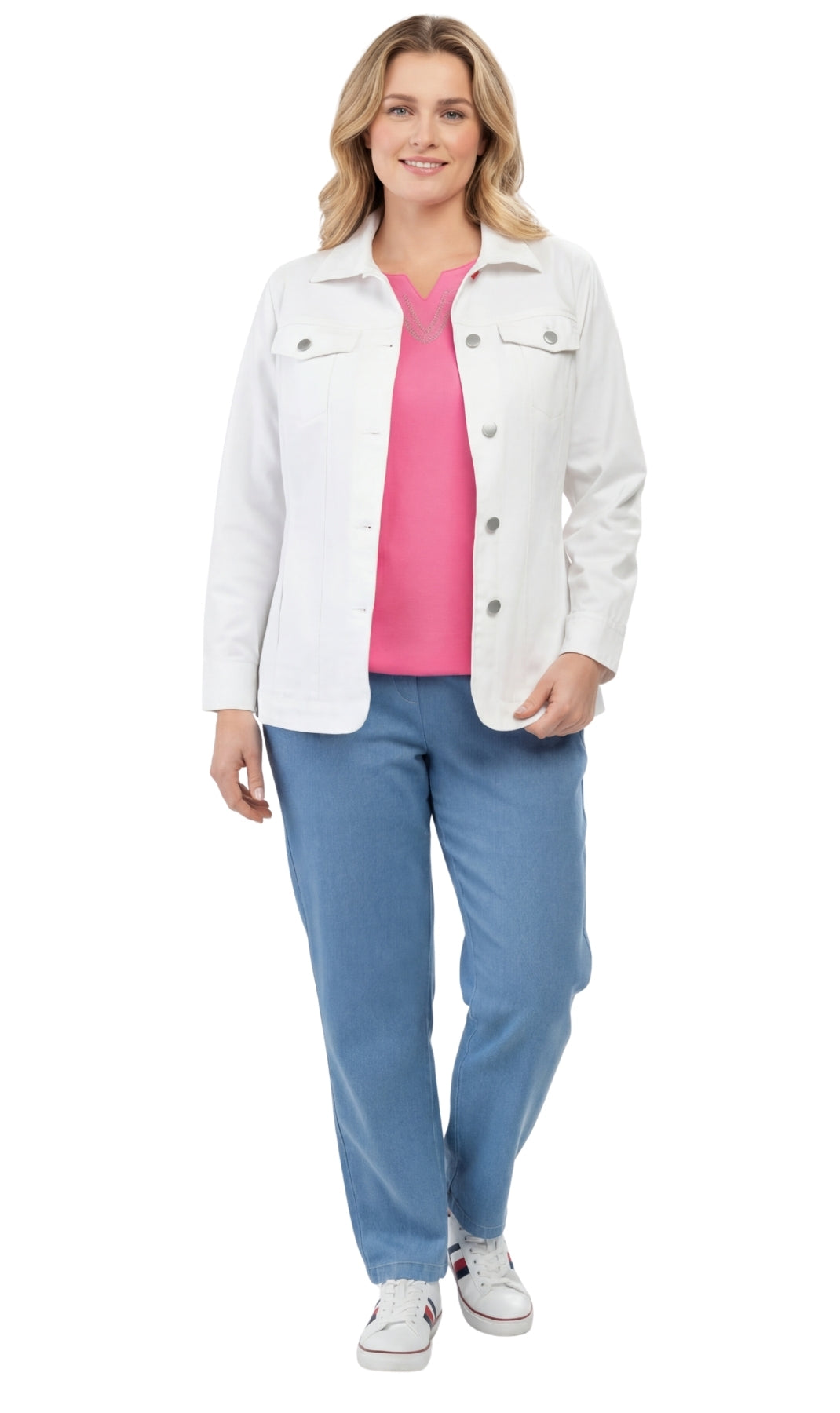 Women's Brushed Twill Button Front Jacket with Patch Pockets