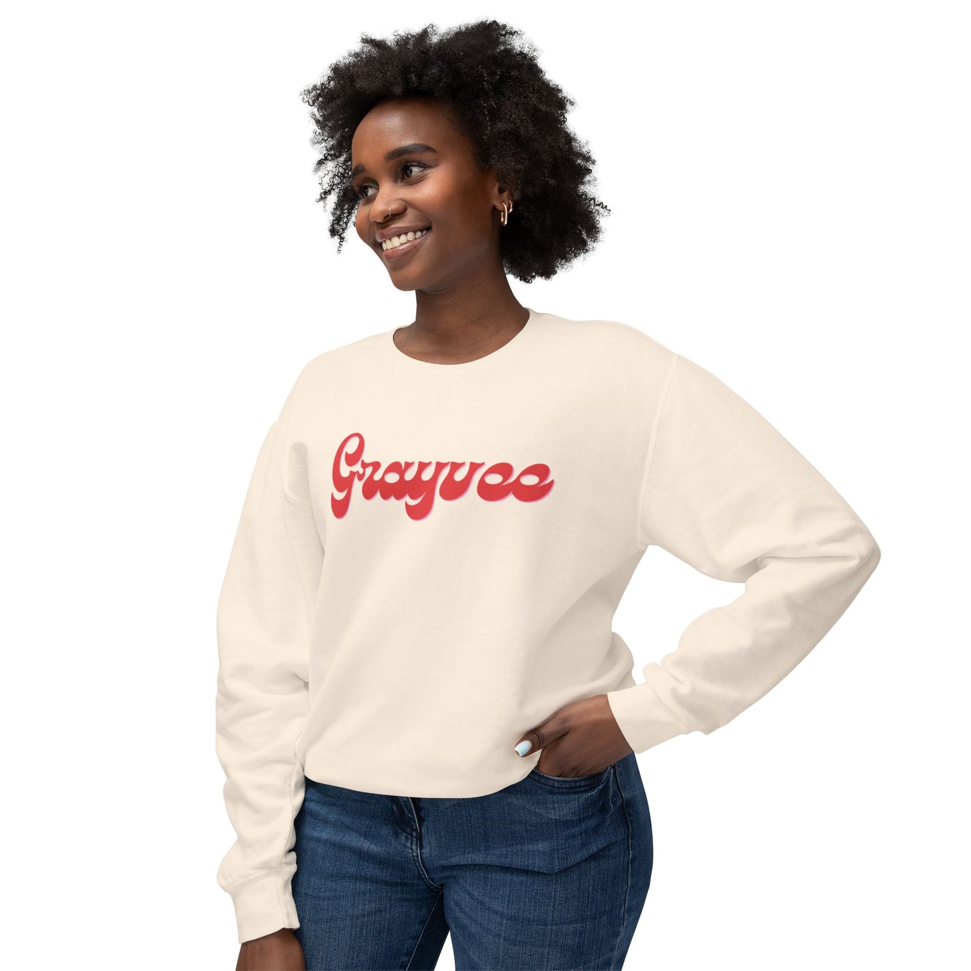 Unisex Lightweight Crewneck Sweatshirt in Charcoal and Cream