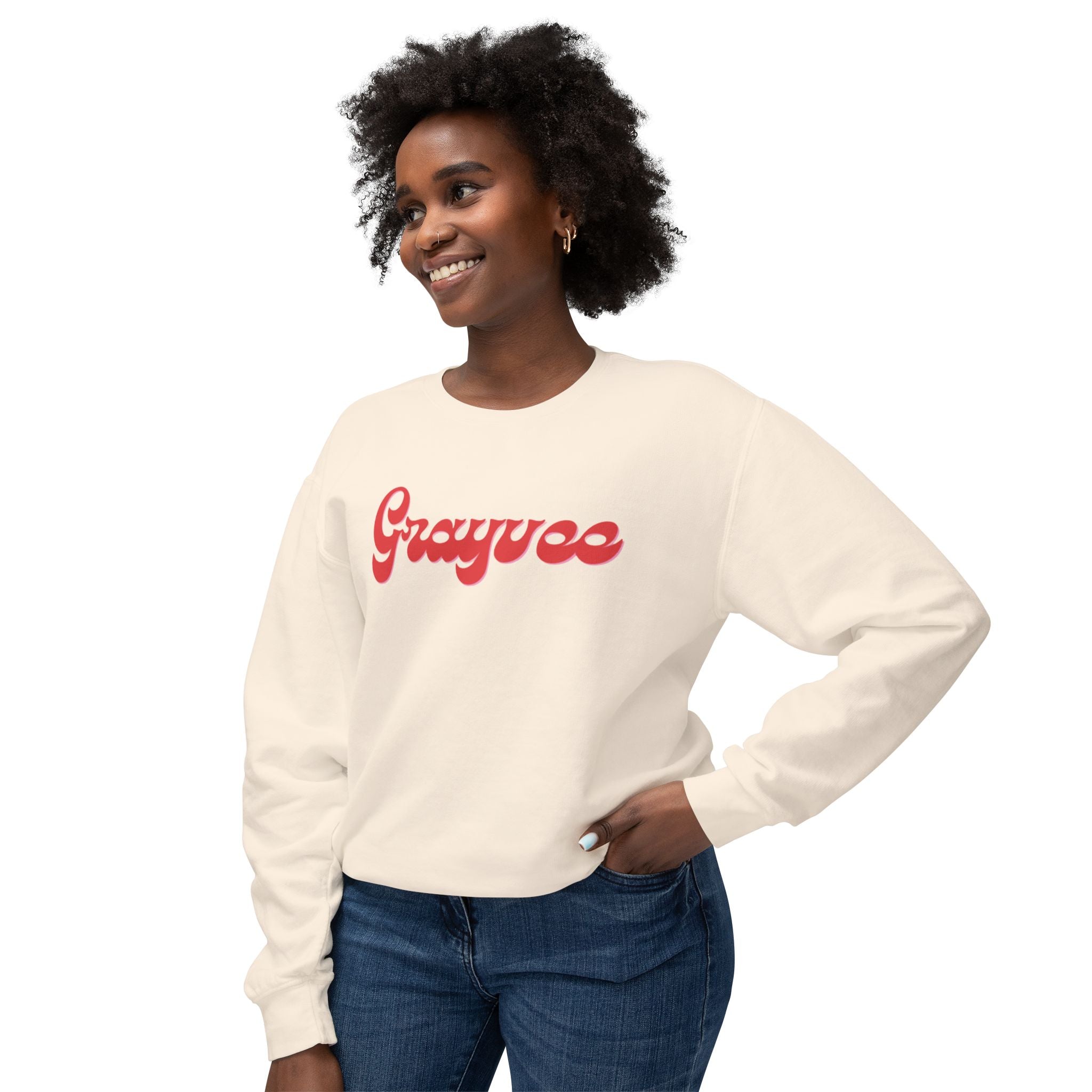 Unisex Lightweight Crewneck Sweatshirt in Charcoal and Cream