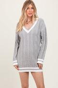 Heather Grey Cable Knit Sweater Mini Dress
