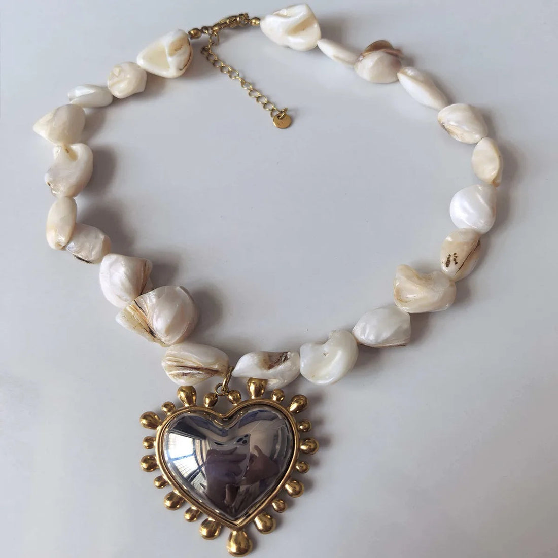 18K Gold Plated Stainless Steel & Shell Pendant Necklace