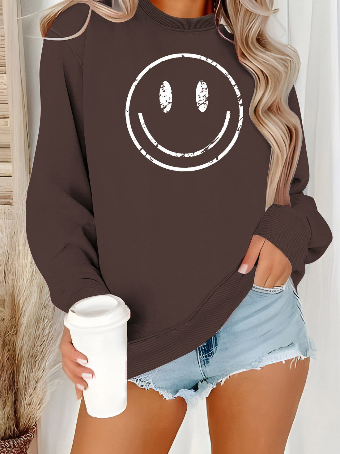 Playful Cartoon Smiley Face Graphic Hoodie - Harajuku Style - Image 12