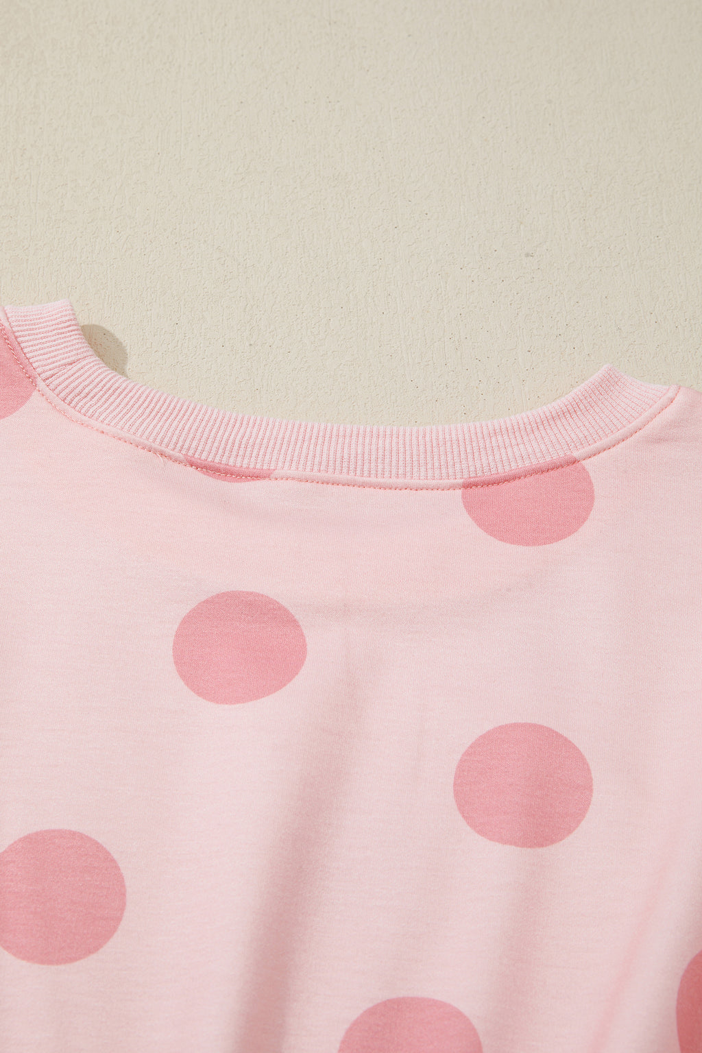 Pink Polka Dot Printed Long Sleeve Flared Mini Dress