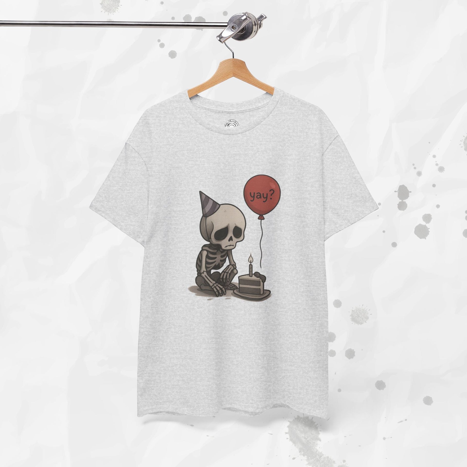 Yay? Skeleton Birthday Graphic T-Shirt - Available in Grey and Red - Image 15