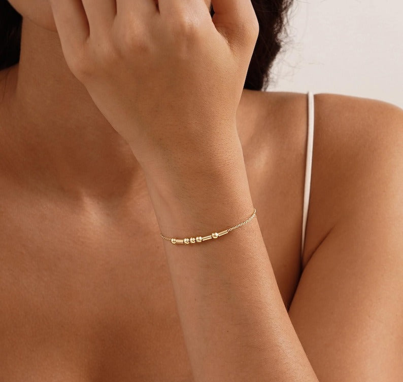 Custom Morse Code Name Bracelet Personalized Minimalist Jewelry