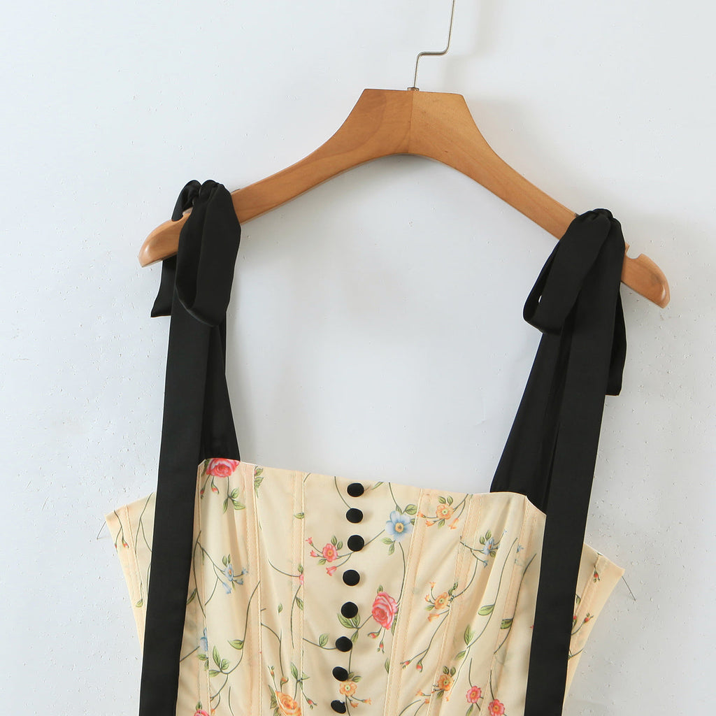 Spring Summer Women Clothing Color Vacation Fresh Sexy Sexy Strap Dress Crisscross