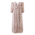 Women off Neck Large Swing Side Split Dress Summer Holiday Embroidery Floral