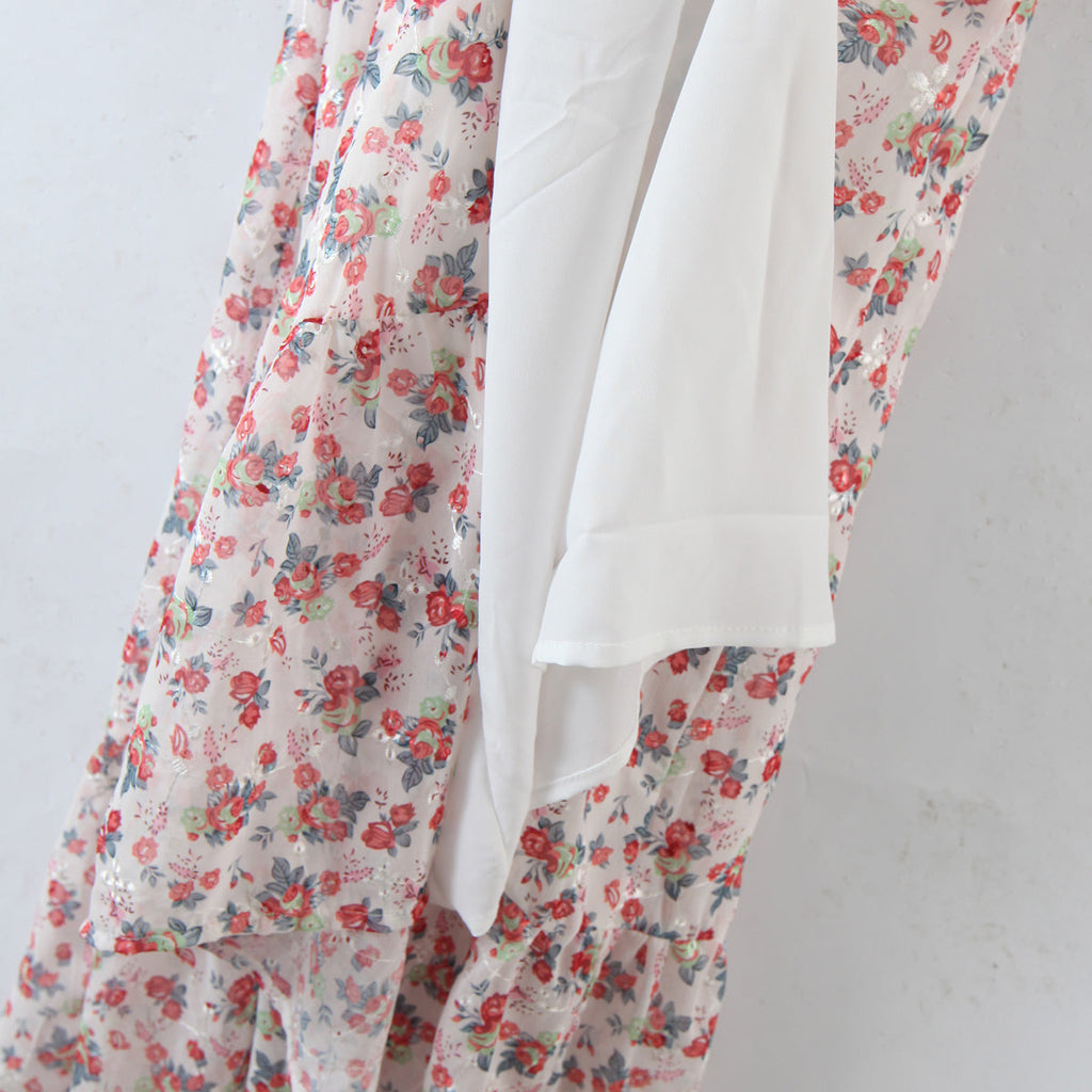 Women off Neck Large Swing Side Split Dress Summer Holiday Embroidery Floral