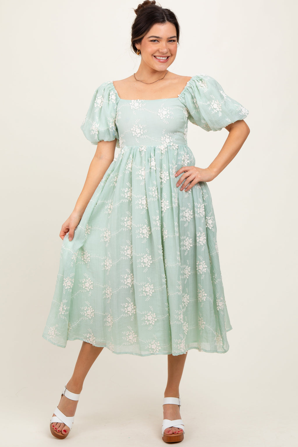 Mint Textured Midi Dress