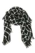Classic striped pattern oblong scarf draped gracefully over a neutral background