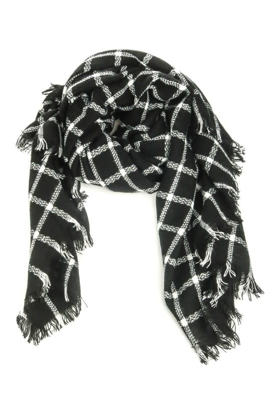 Classic striped pattern oblong scarf draped gracefully over a neutral background