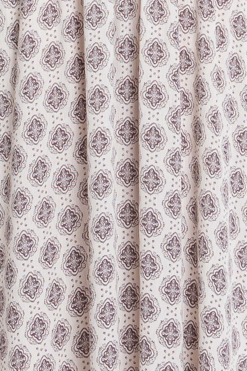 Grey Damask Print Smocked Waistband Midi Skirt