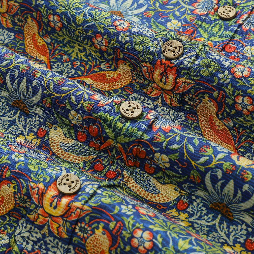 Mens Strawberry Thief Shirt 100% Cotton Hawaiian Shirt Designer Morris Button-down Shirt By Amy