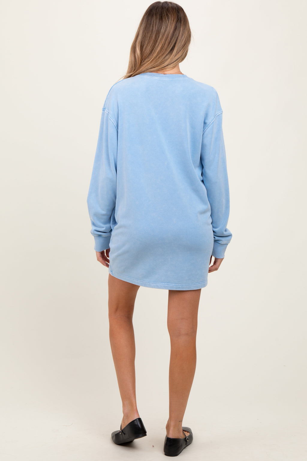 Blue Long Sleeve Oversized Sweatshirt Maternity Mini Dress