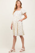 Cream Textured Knit Square Neck Maternity Midi Dress