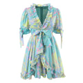 V Neck Ruffled Large Swing Dress Fresh Sweet Dress Spring Summer Lace Up Dress Women